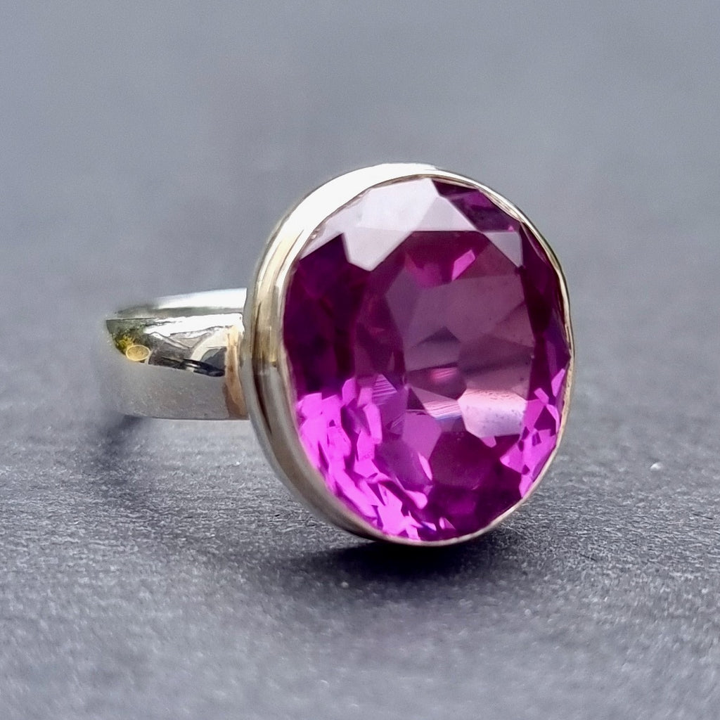 Pink Purple Quartz Oval 925 Sterling Silver Ring, R129