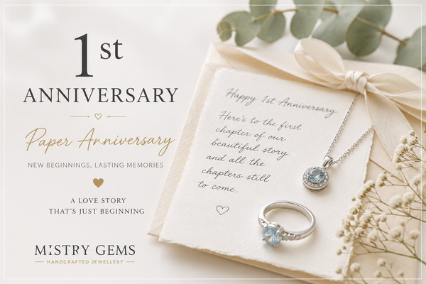 Handcrafted sterling silver jewellery celebrating a 1st Paper Anniversary