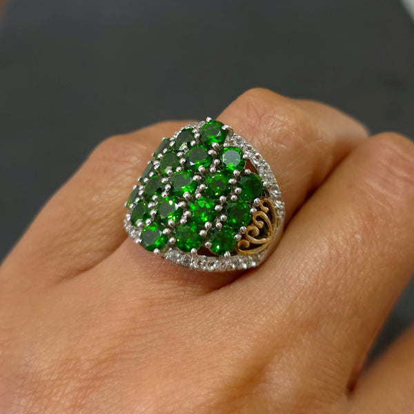 Chrome Diopside jewellery set in 925 sterling silver featuring vivid emerald-green gemstones with exceptional natural brilliance