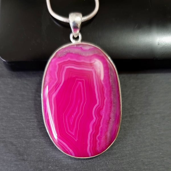 Sterling silver Pink Agate jewellery featuring beautiful pink gemstones with natural banded patterns.