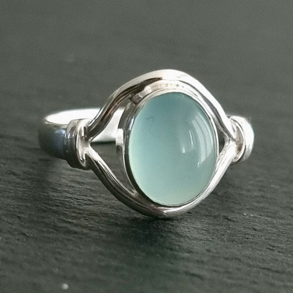 Handcrafted sterling silver Chalcedony jewellery inspired by March's traditional birthstone