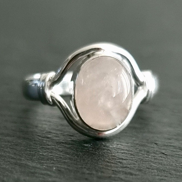 Sterling silver Rose Quartz jewellery featuring natural soft pink Rose Quartz gemstones.