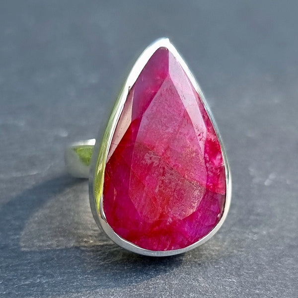 Sterling silver Ruby jewellery featuring vibrant simulated ruby gemstones.