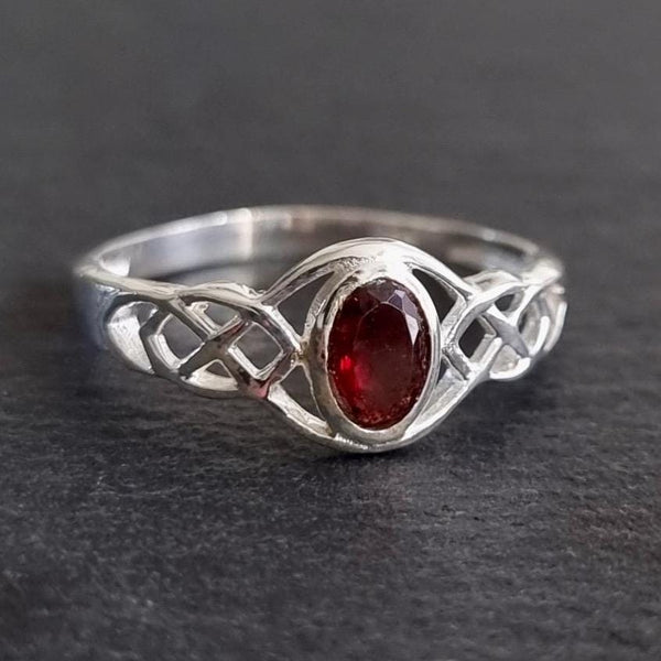 Sterling silver Garnet jewellery featuring deep red natural Garnet gemstones.