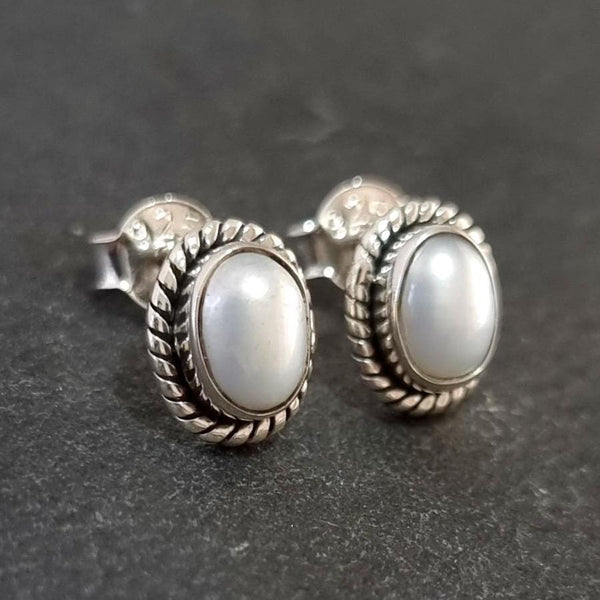 Sterling silver Pearl jewellery featuring elegant simulated pearl gemstones.