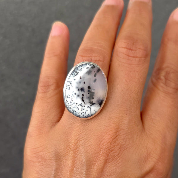 Sterling silver Dendritic Agate jewellery featuring natural gemstones with distinctive tree-like mineral inclusions.