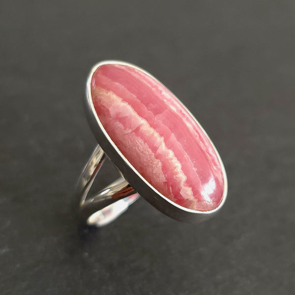Rhodochrosite jewellery in 925 sterling silver featuring soft pink gemstones with beautiful natural banding and delicate blush tones