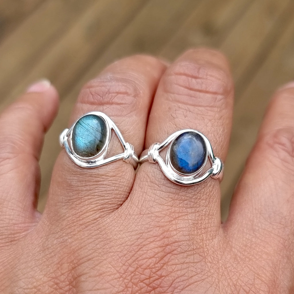 Elegant Oval Labradorite Ring, 925 Sterling Silver, R13LAB