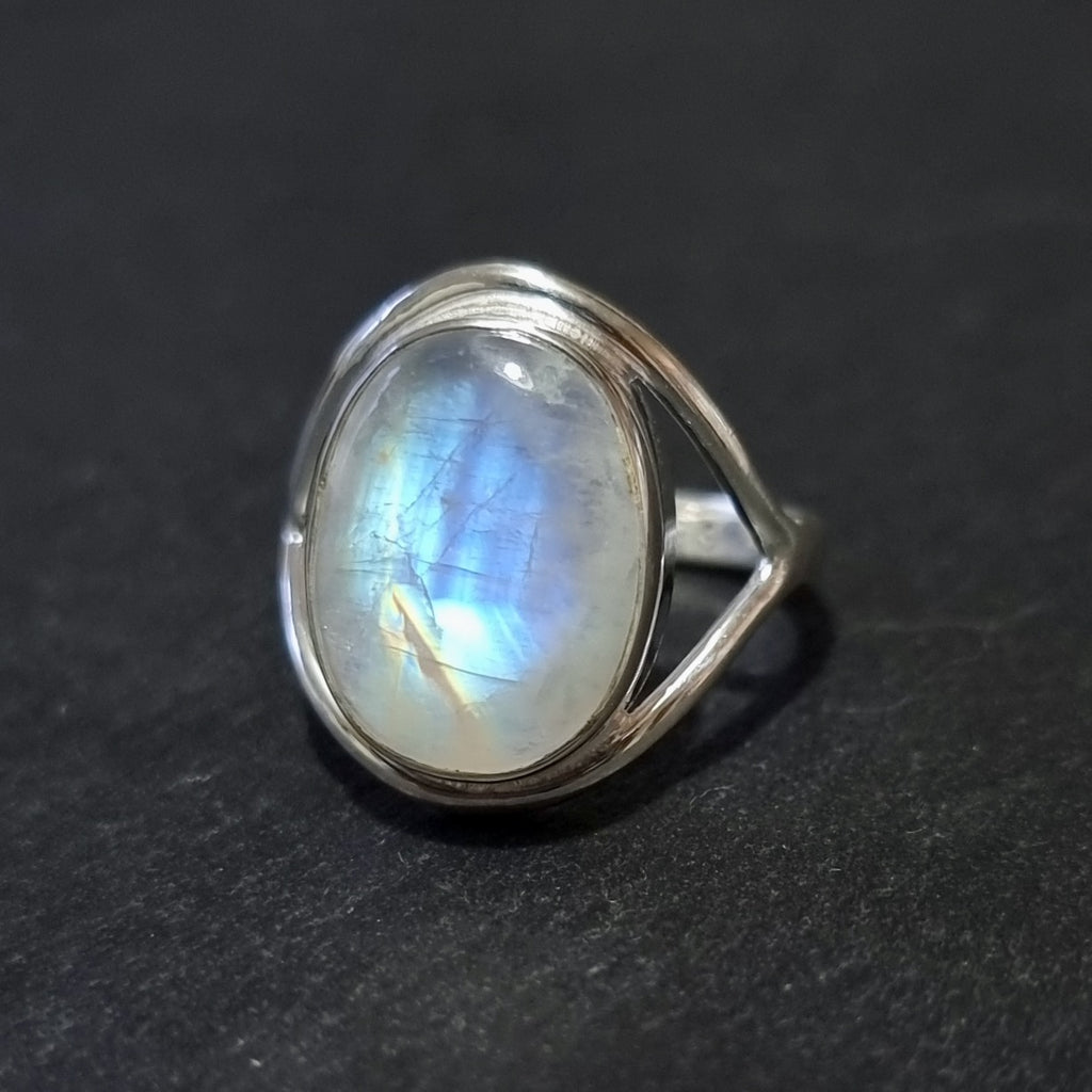 Unisex Oval Moonstone Ring | 925 Silver | Stone 15mm x 12mm, R80MS