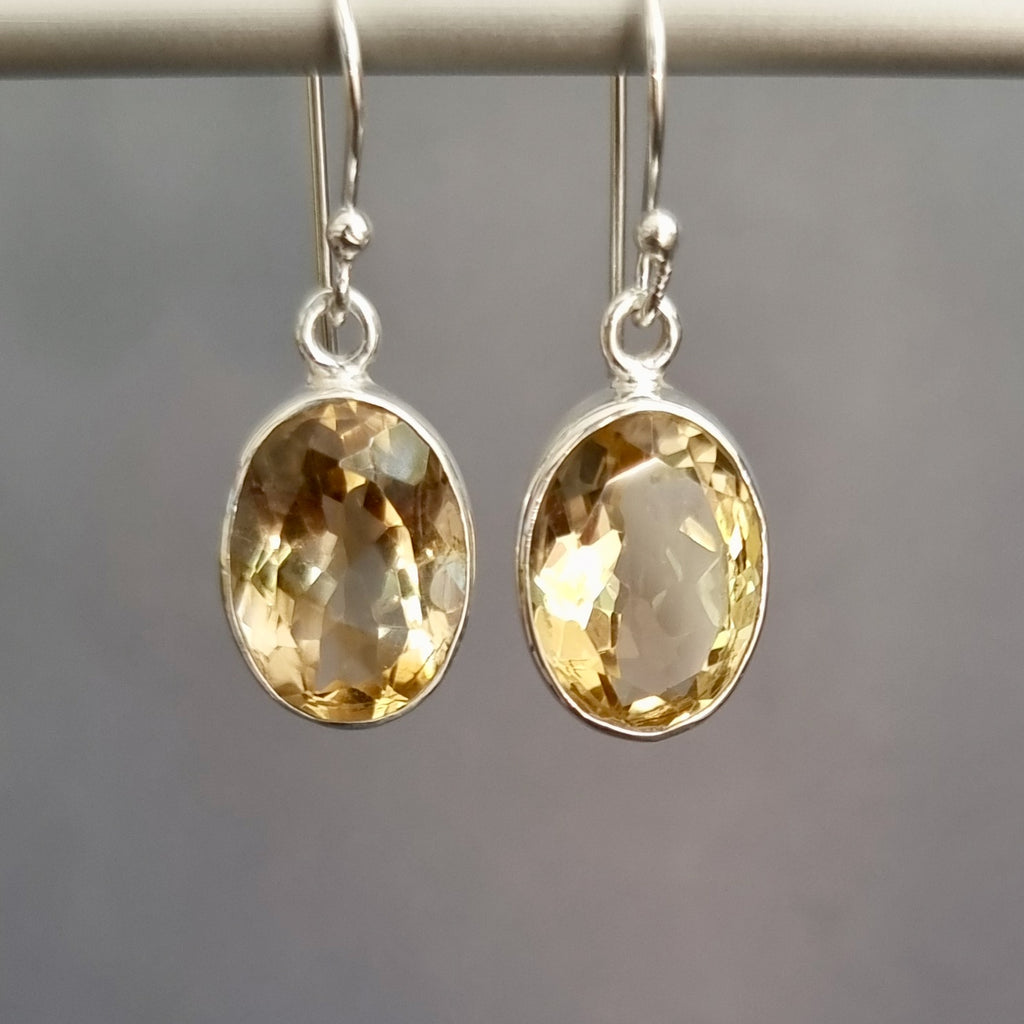Large Oval Citrine 925 Sterling Silver Earrings, E2CIT