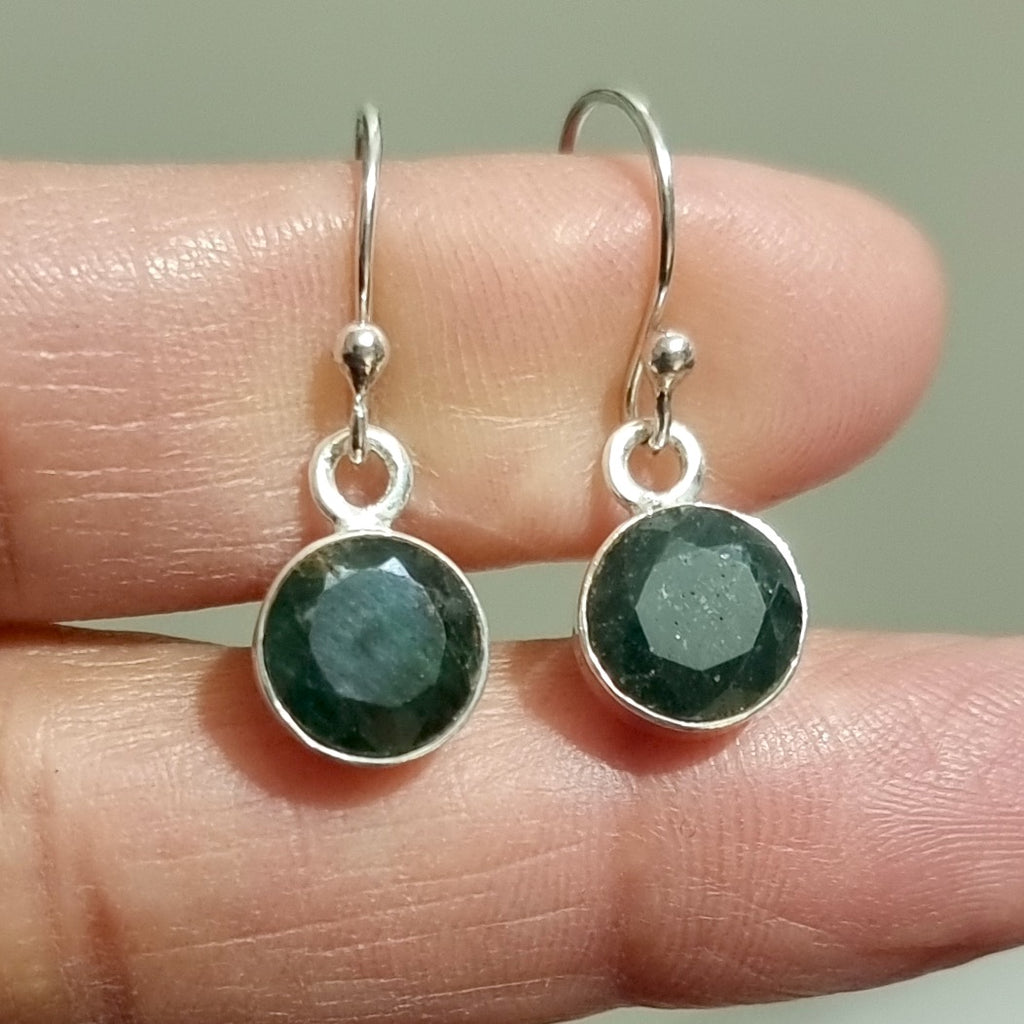 Small Round Emerald Earrings | 925 Silver | May Birthstone, E13EM
