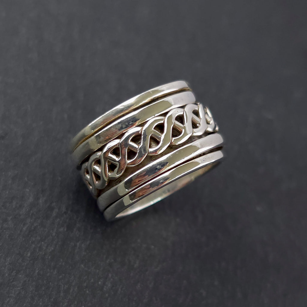 Unisex Wide Celtic Spinner Ring | 925 Sterling Silver, SP23S
