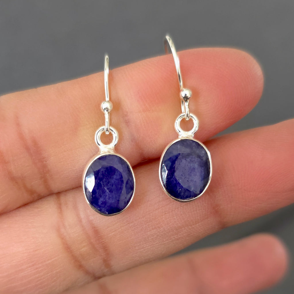 Small Oval Sapphire Earrings | 925 Sterling Silver, E7S