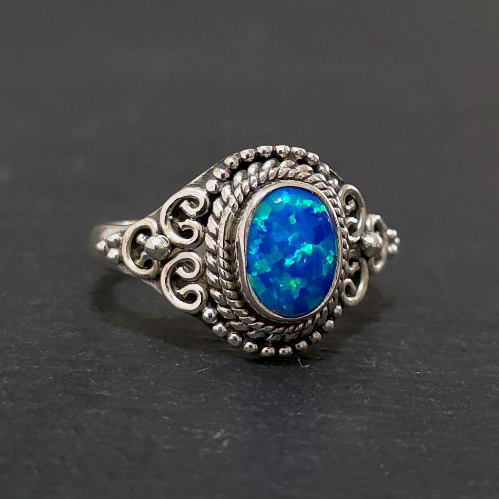 Boho Blue Opal Ring | 925 Sterling Silver, R41BOP