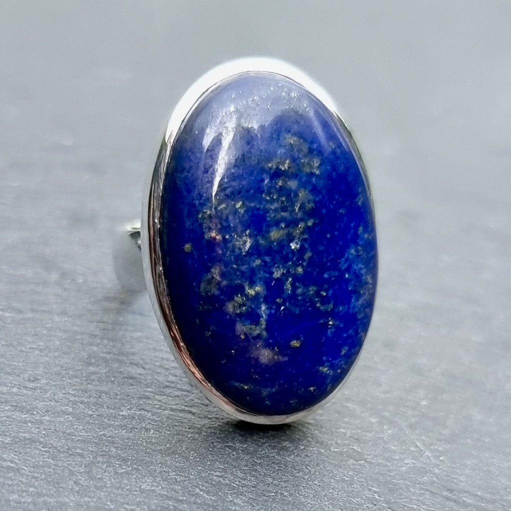 Adjustable Oval Lapis Lazuli Sterling Silver Ring, R218