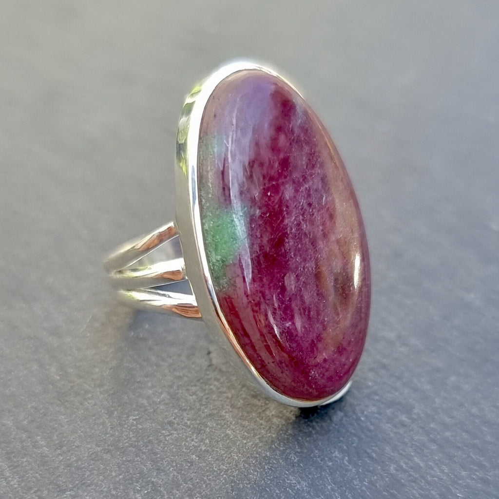 Oval Red Ruby Zoisite Sterling Silver Ring, R67