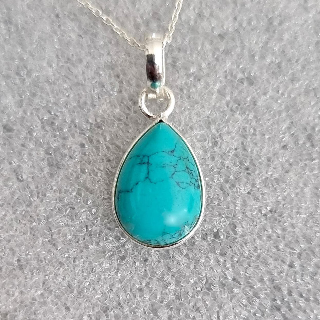 Dainty Unisex Turquoise Pendant, 925 Sterling Silver, Bezel Set Turquoise Stone Size 14mm x 10mm, December Birthstone, Mistry Gems, P9ST