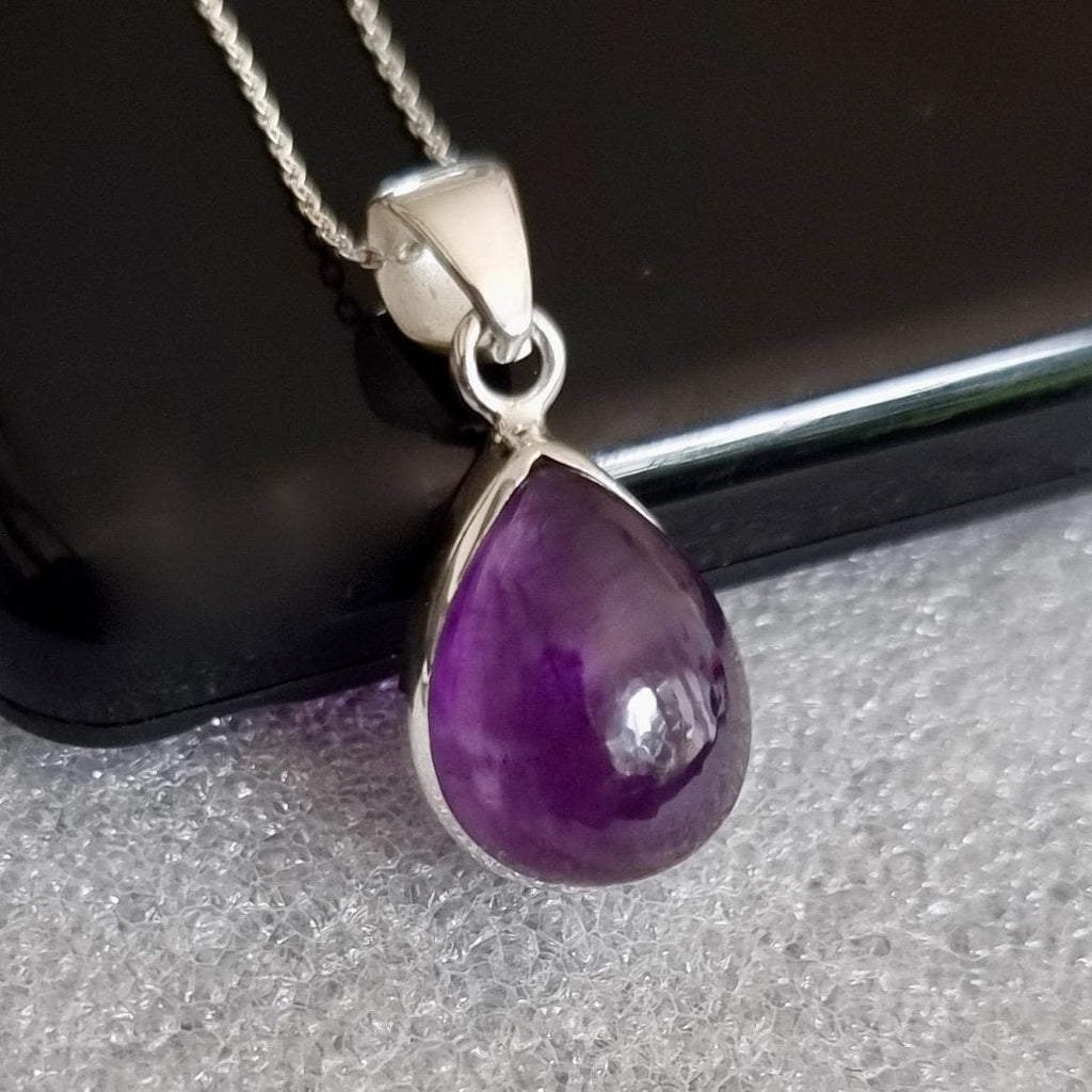 Chunky Small Teardrop Amethyst 925 Sterling Silver Pendant, Stone Size 16mm x 12mm, P11A