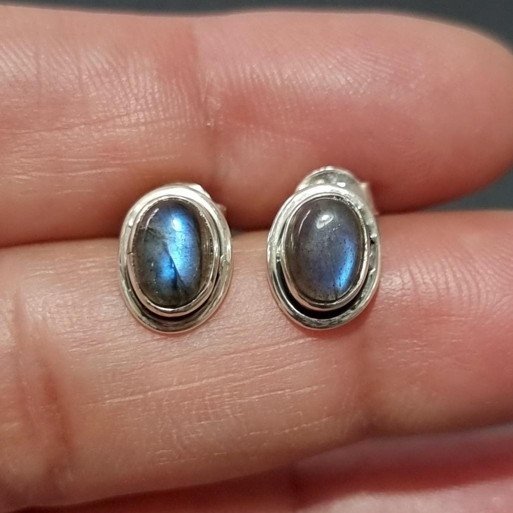 Labradorite Oval 7mm x 5mm 925 Sterling Silver Studs, S3LAB