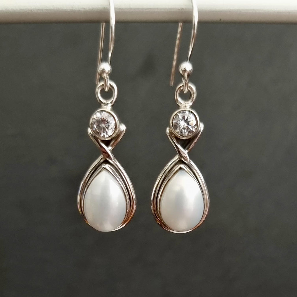 Designer Pearl & CZ Earrings | 925 Sterling Silver | June Birthstone