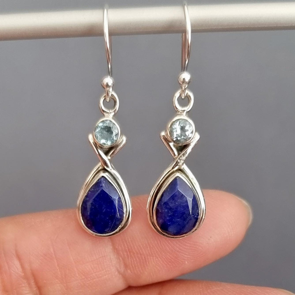 Sapphire Earrings with Blue Topaz – 925 Silver, September Gift