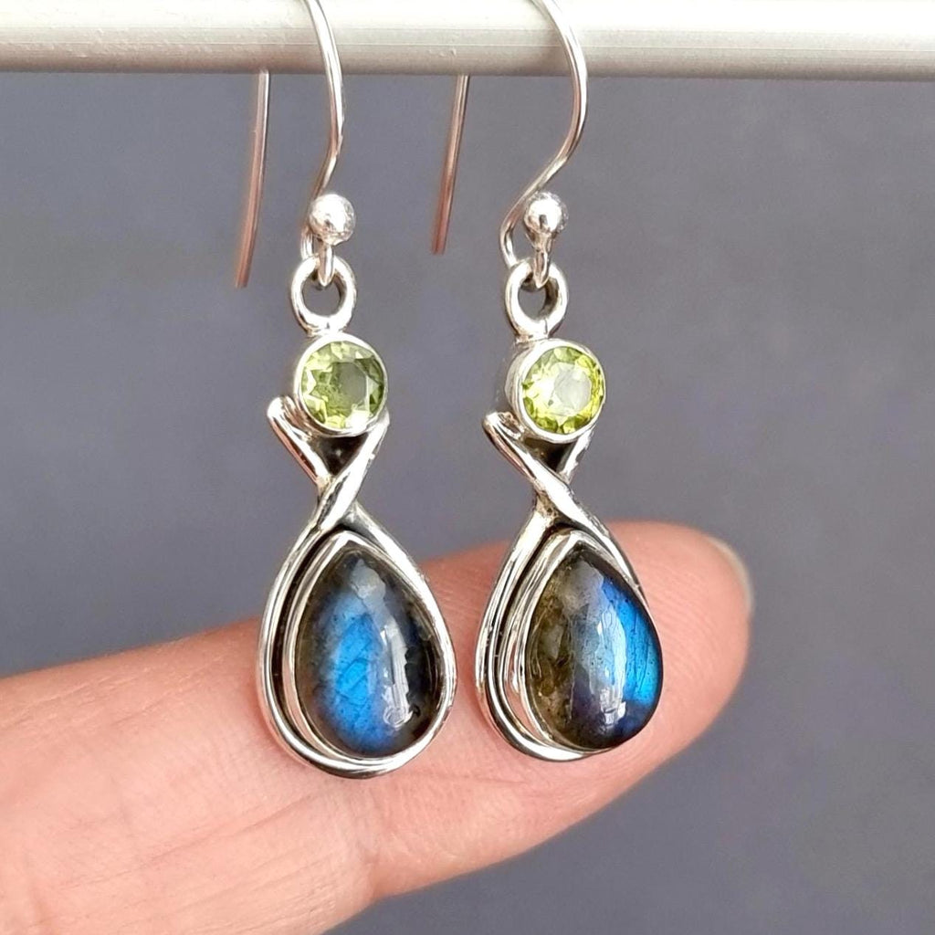 Labradorite & Peridot Earrings in 925 Sterling Silver