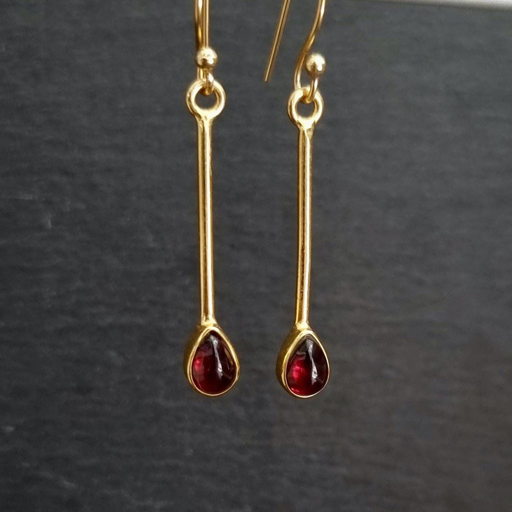 Gold Plated Garnet Earrings in 925 Sterling Silver