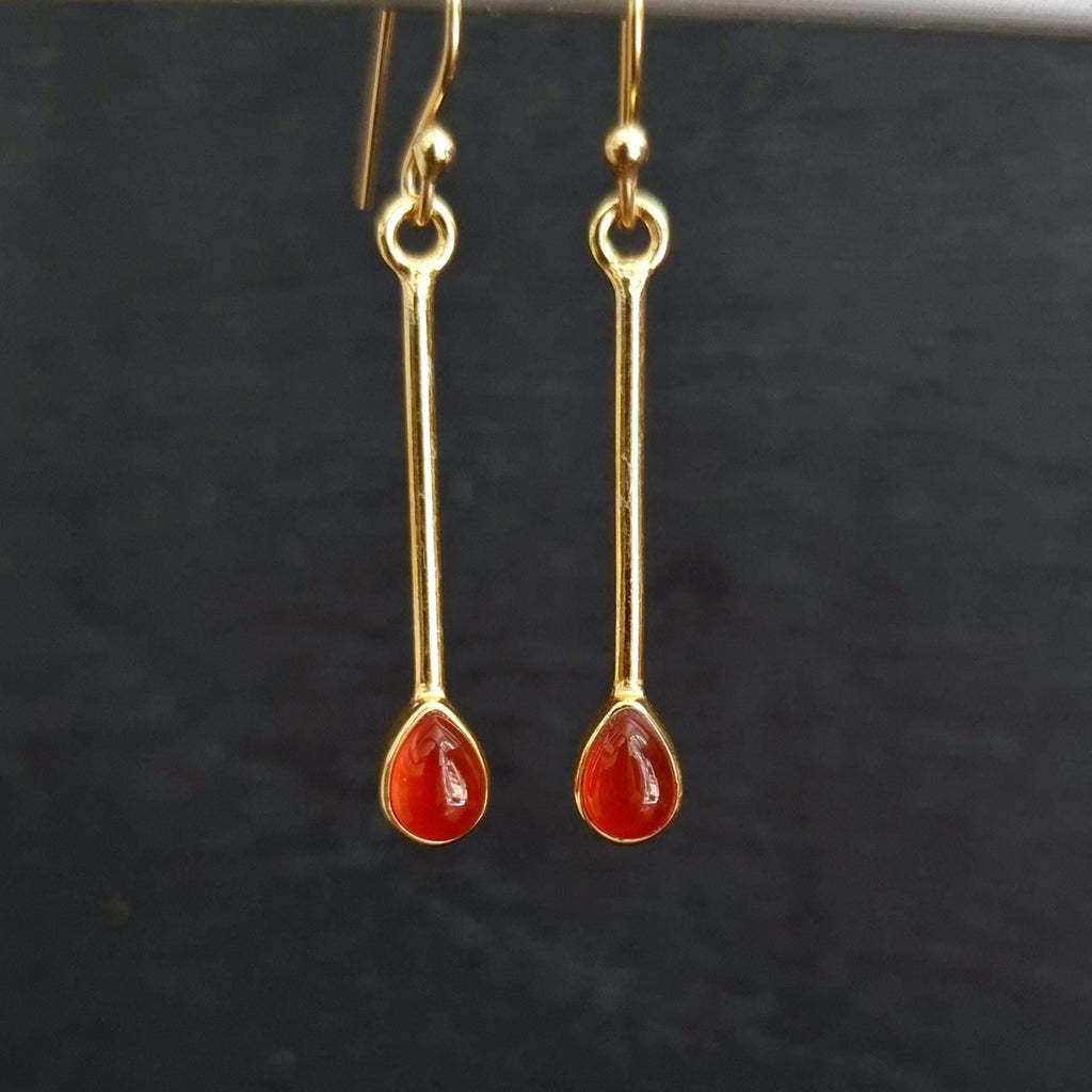 Gold Plated Carnelian Earrings in 925 Sterling Silver