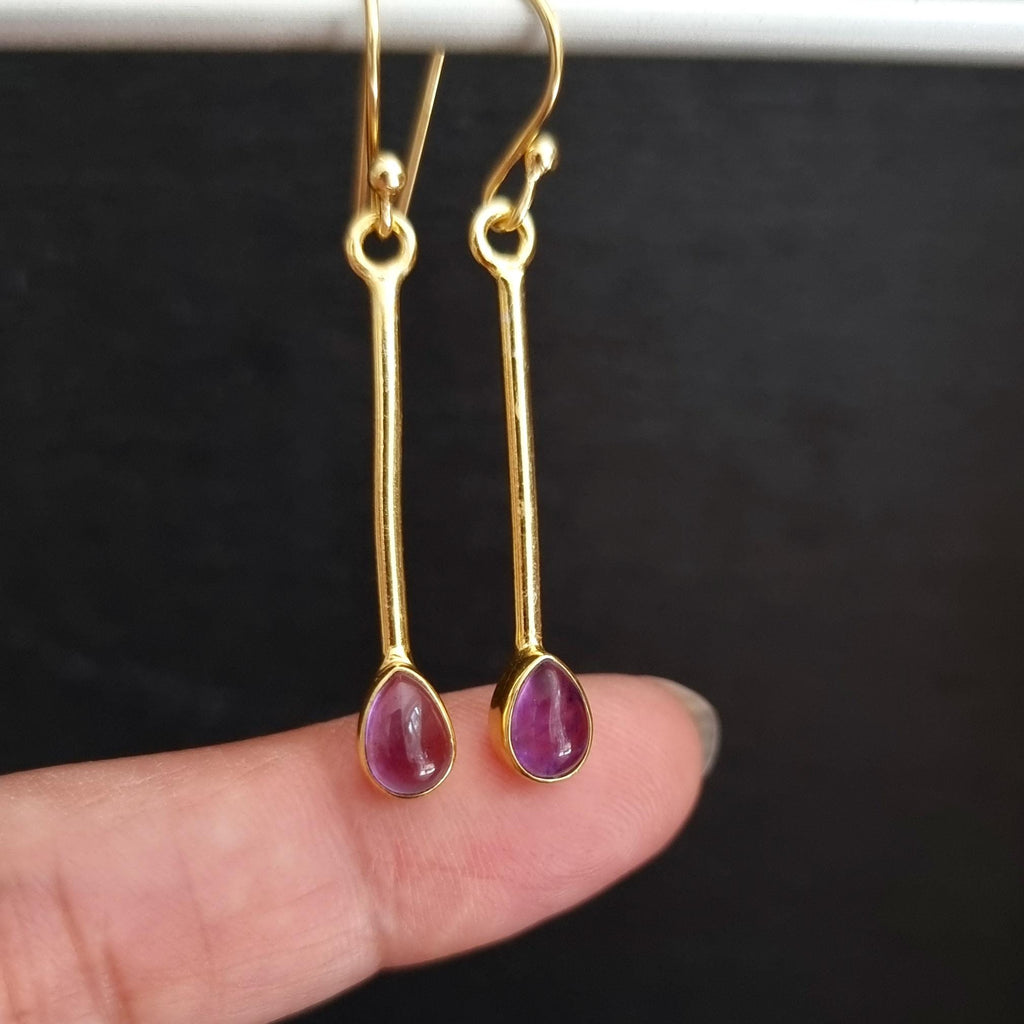Gold Plated Amethyst Earrings in 925 Sterling Silver