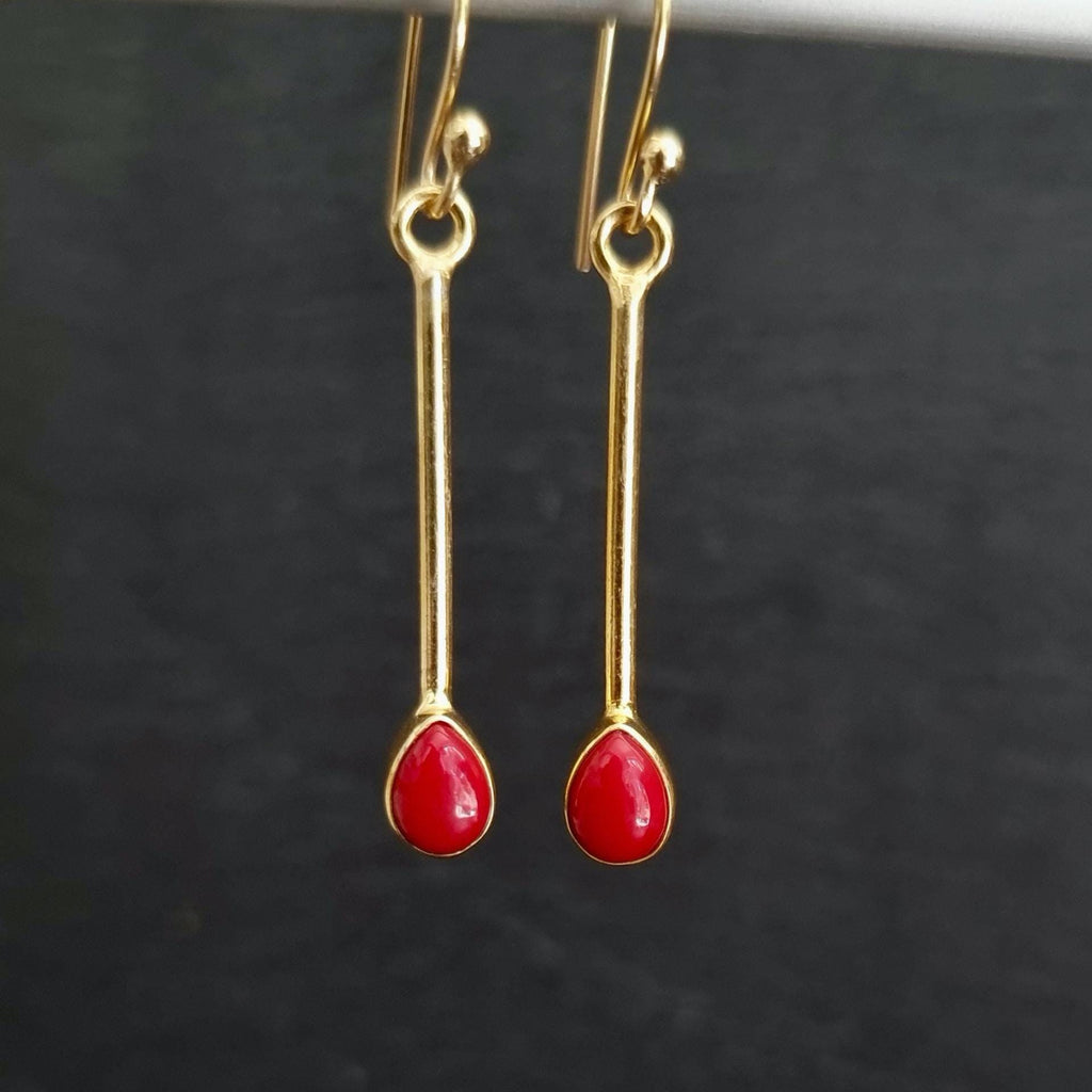 Gold Plated Coral Earrings in 925 Sterling Silver