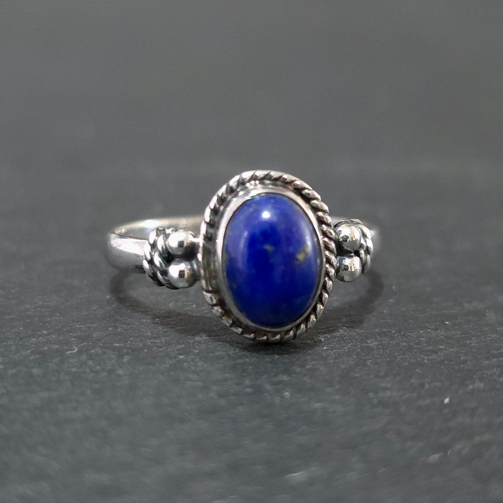 Unisex Boho Lapis Lazuli Ring, 925 Sterling Silver, September Birthstone, 9th Anniversary Gift, Blue Engagement Ring, Mistry Gems, R5LL