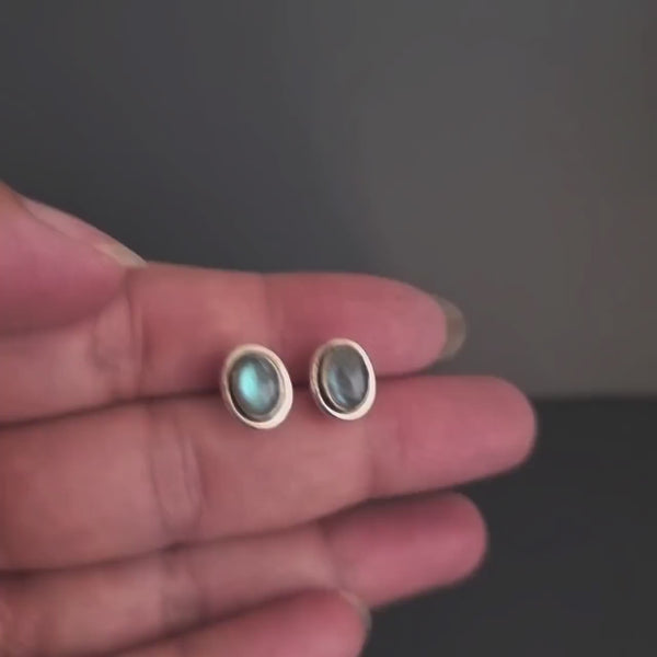 Stylish Oval Labradorite Stud Earrings, 925 Sterling Silver, Size 1.0cm x 0.8cm, Bridal Jewellery, Everyday Studs, Mistry Gems, S3LAB