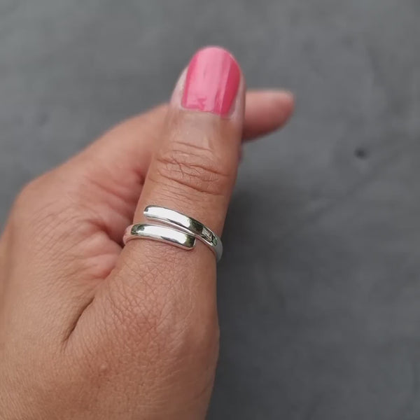 Silver Wrap Ring, Plain Silver Ring, Adjustable Ring, Silver Thumb Ring Women, Silver Snake Ring, Silver Midi Ring, Mistry Gems, R24P