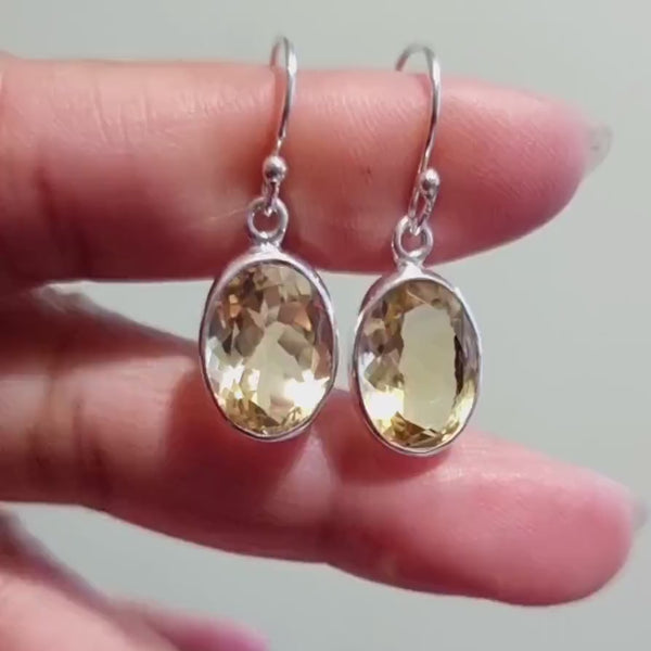 Large Oval Citrine 925 Sterling Silver Earrings, Yellow Gemstone, November Birthstone, 13th Anniversary, Mistry Gems, E2CIT