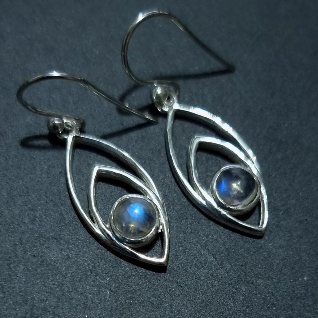 Rainbow Moonstone Marquis 925 Sterling Silver Earrings, E35M