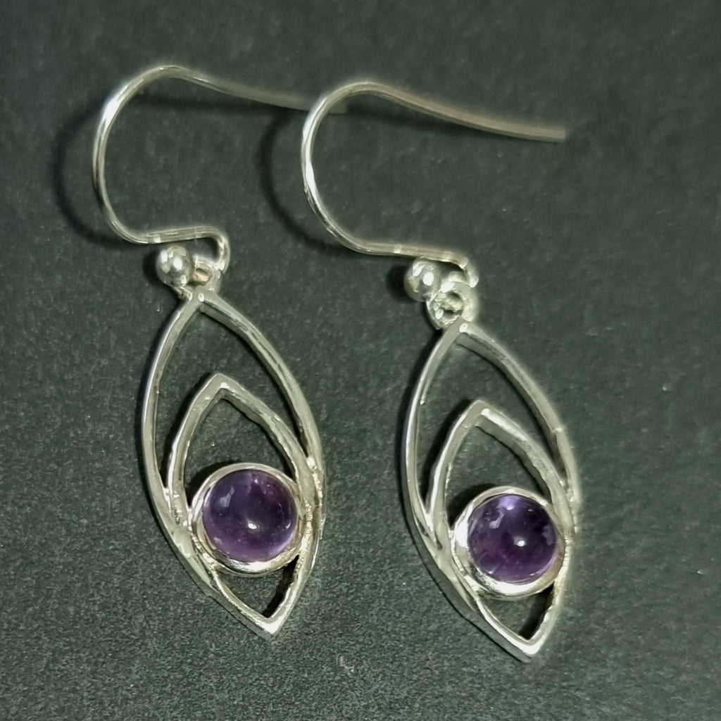 Amethyst Marquis 925 Sterling Silver Earrings, E35A