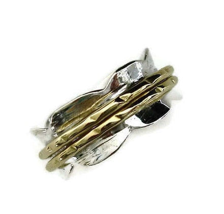 Wavy Two Tone Spinner Ring Brass Silver, SP53