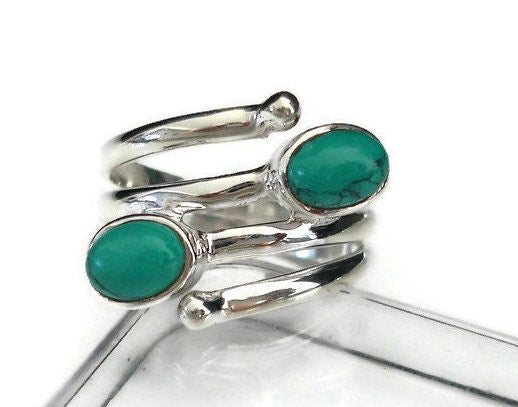 Turquoise Wrap 925 Sterling Silver Ring, R30T