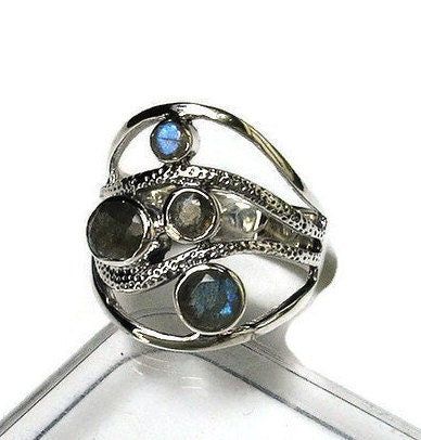 Labradorite Multistone 925 Silver Ring, R46LAB