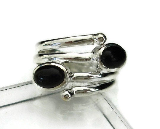 Black Onyx Wrap 925 Sterling Silver Ring, R30O