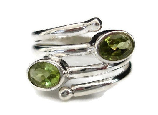 Peridot Wrap Adjustable 925 Sterling Silver Ring, R30P