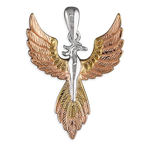 Phoenix Rose Gold Sterling Silver Pendant, H2748