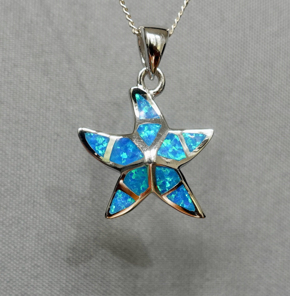 Starfish Blue Opal Silver Pendant, OPP12