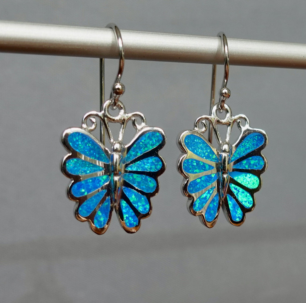 Butterfly Blue Opal Sterling Silver Earrings, OPE2