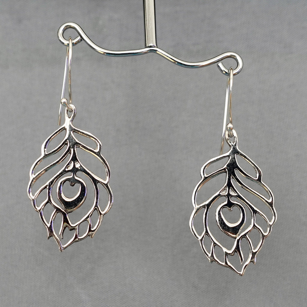 Large Abstract Leaf Sterling Silver Earrings, E66