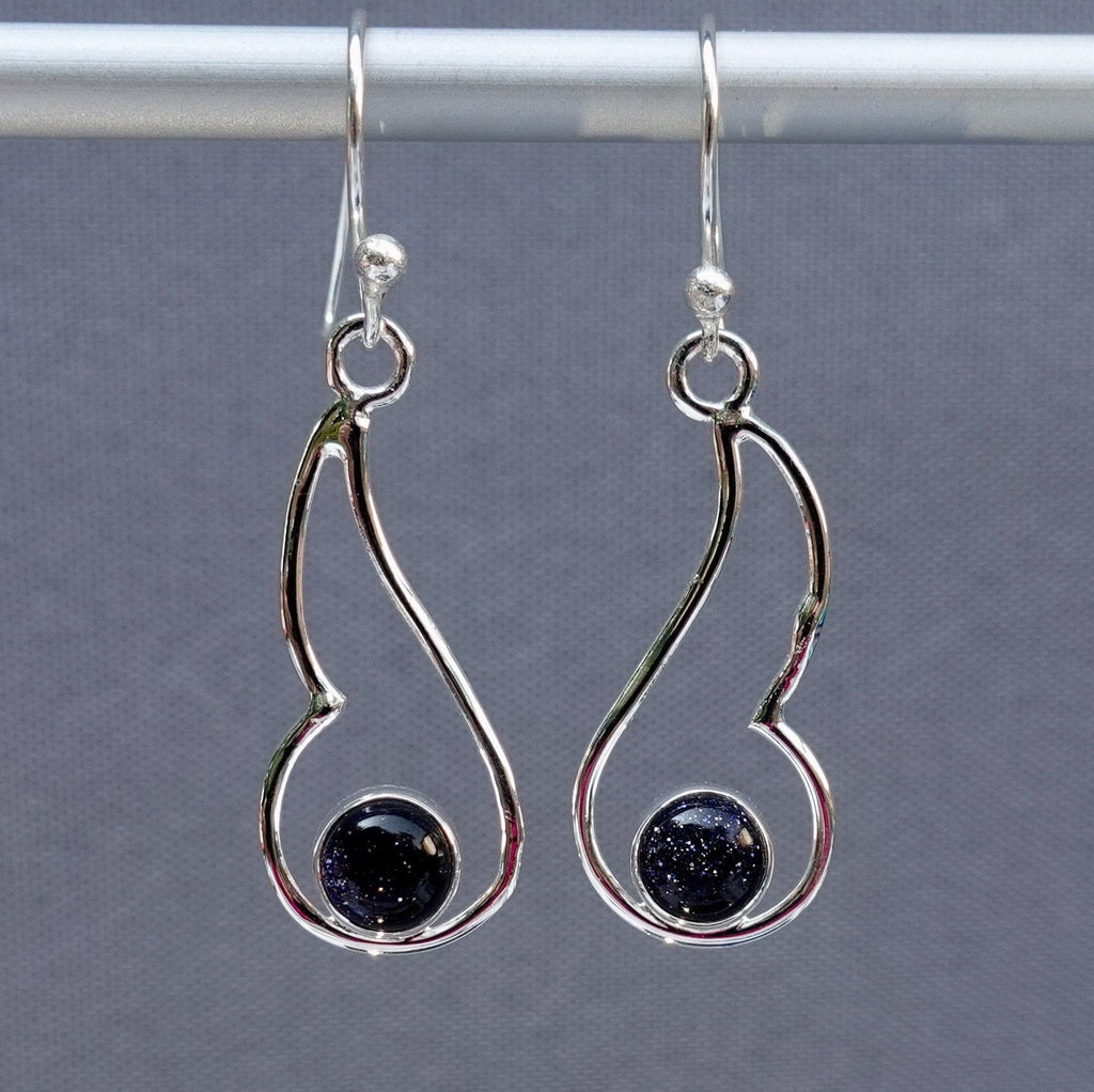 Blue Goldstone 925 Sterling Silver Earrings, E85BS
