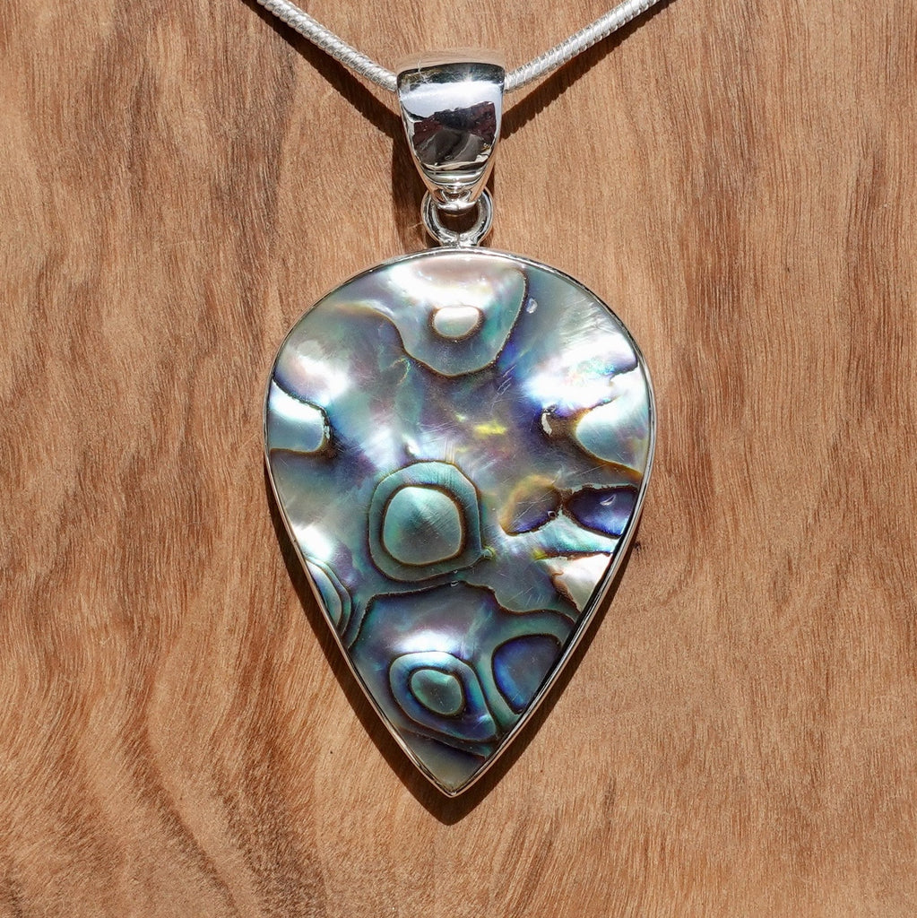 Large Abalone Heart Shaped Silver Pendant, ABEP6