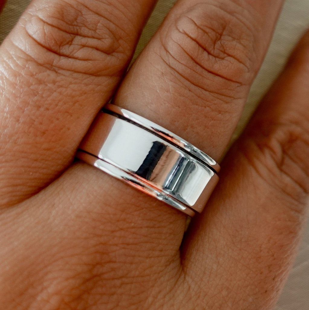 SilverHub_USA 925 Sterling Silver Spinner Ring – Adjustable, Nickel-Free, EC-680