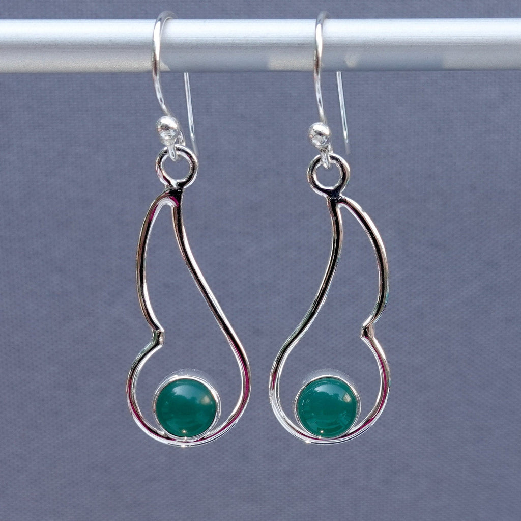 Green Onyx 925 Sterling Silver Earrings, E85GO