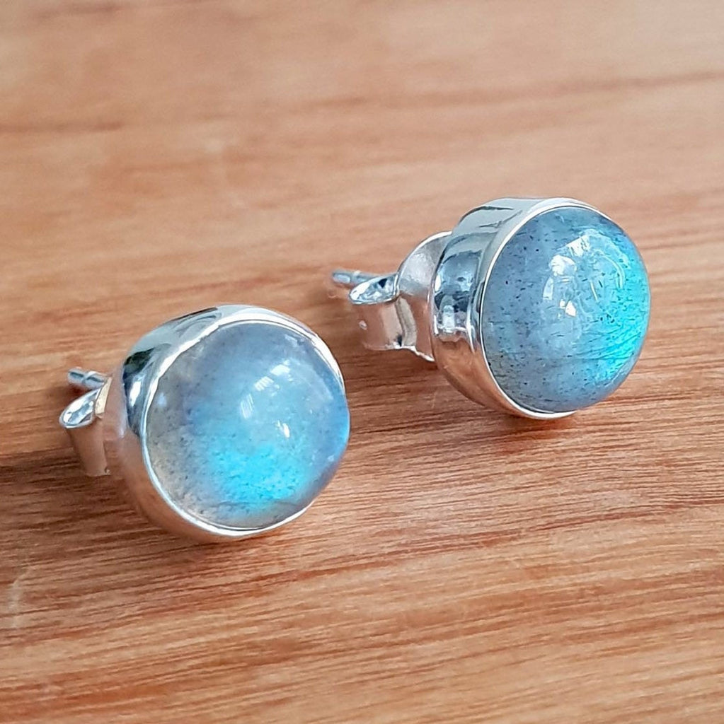 Labradorite Round Stone Stud Earrings, S11LAB